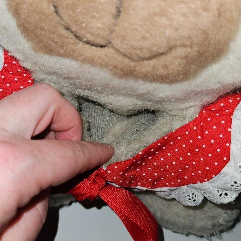 VTG 1984 Hallmark Girl Teddy Bear Cranberry Plush Stuffables Pocket 14